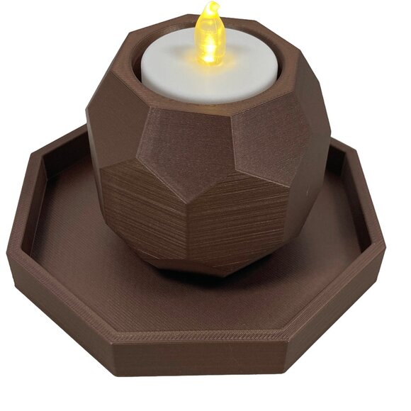 Small Hexagon LED Tealight Candle Holder w/Tealight LED Candle Multi-Color - Picture 6 of 11